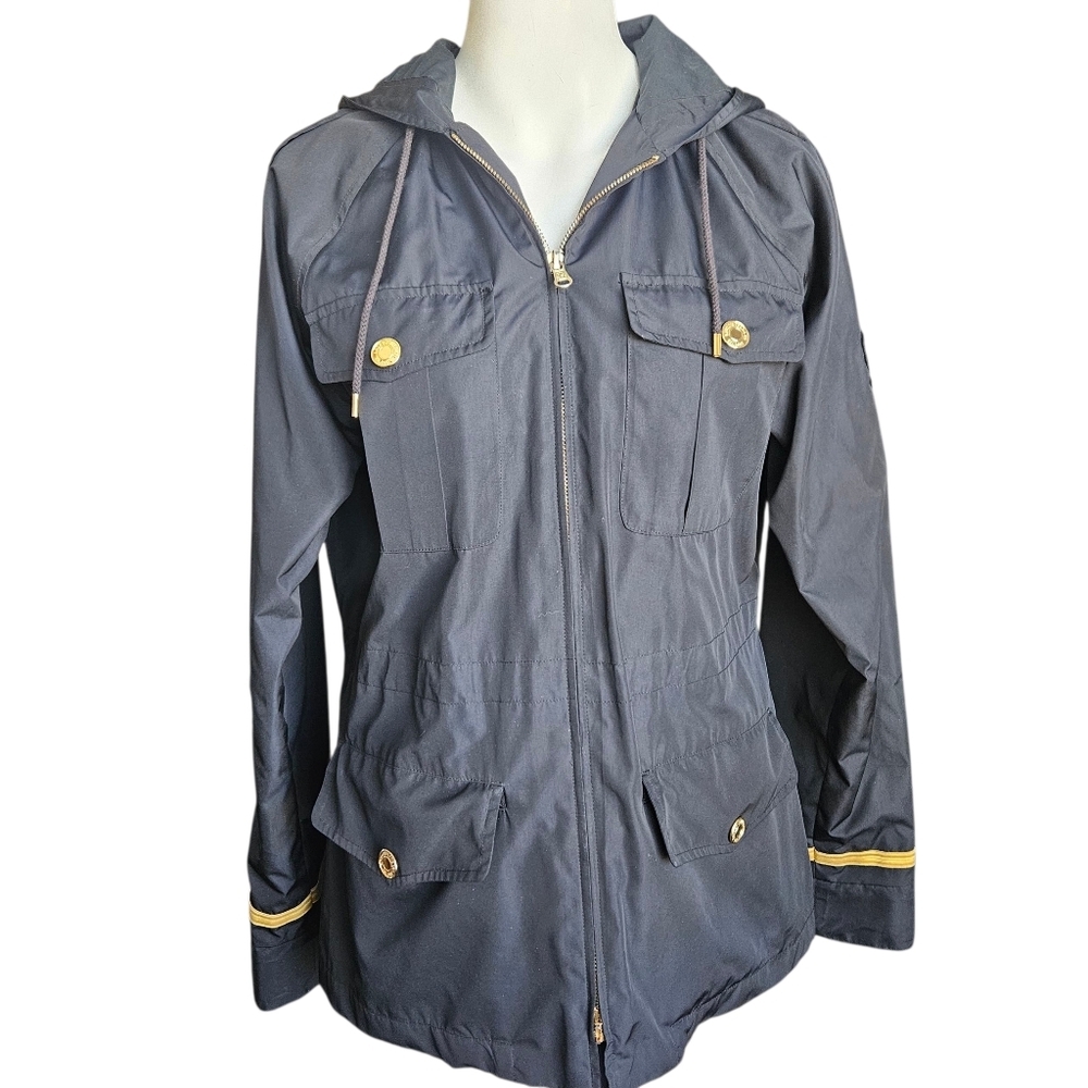 Ralph Lauren Black/Gold Accents Navy Utility Zip Up Jacket GREEN LABEL SZ SM